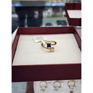 Genuine Sterling Silver 925 Ring with Double Gemstone Design – New with Tags